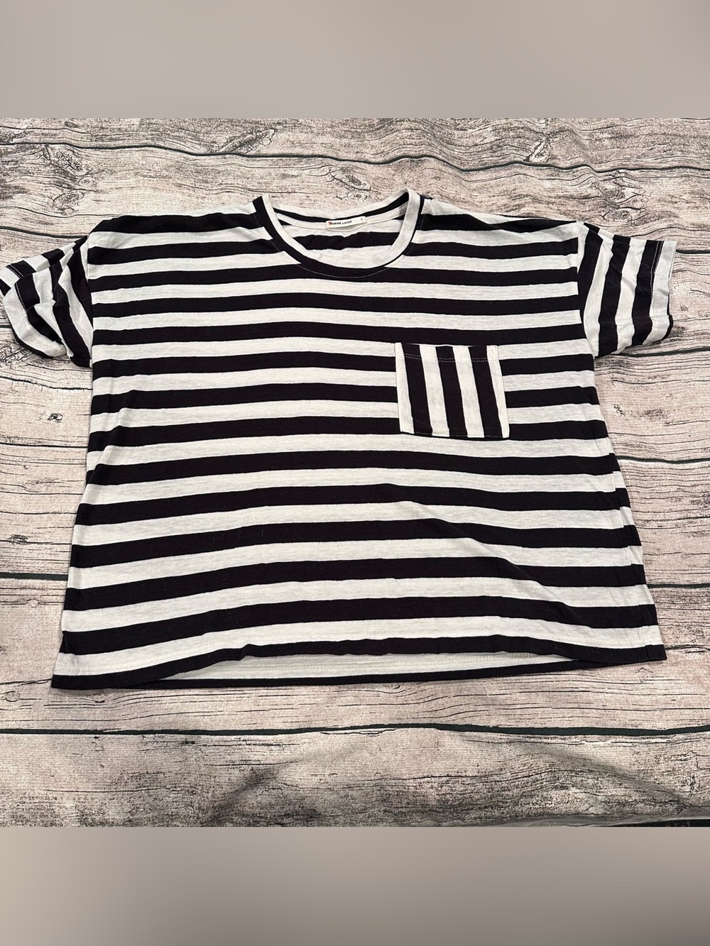 Marine Layer Black and White Striped Tee Size Large